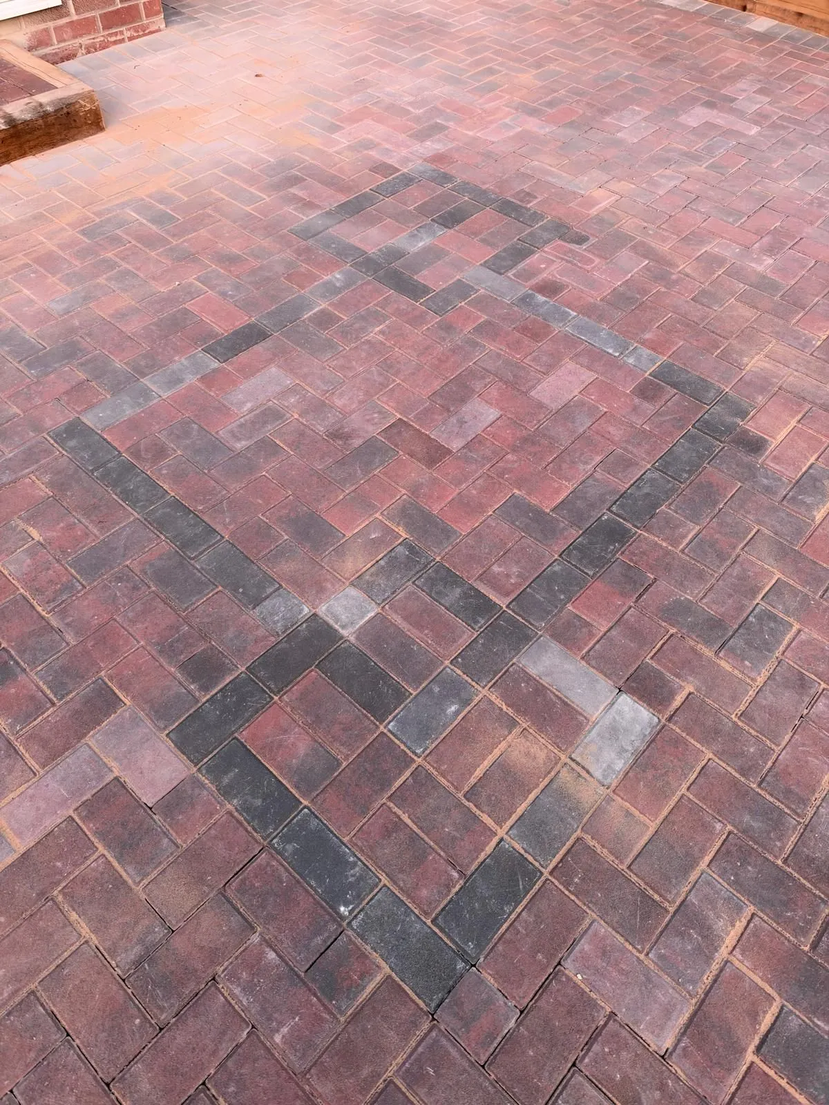 Block paving with a diamond pattern